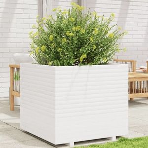 vidaXL Jardinieră de grădină, alb, 80x80x72 cm, lemn masiv de pin imagine