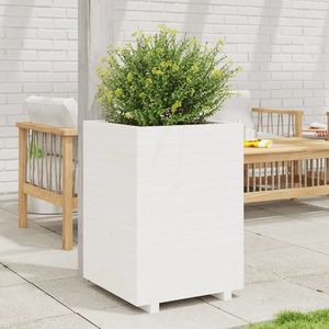 vidaXL Jardinieră de grădină, alb, 50x50x72, 5 cm, lemn masiv de pin imagine