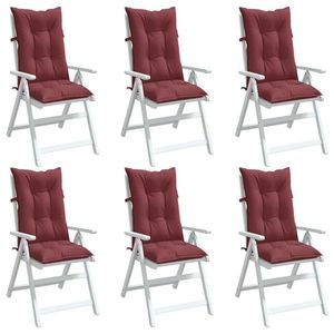 vidaXL Perne scaun cu spătar înalt, 6 buc. roșu vin 120x50x7 cm textil imagine