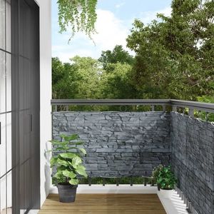 vidaXL Paravan de grădină cu aspect de piatră, gri, 500x75 cm PVC imagine