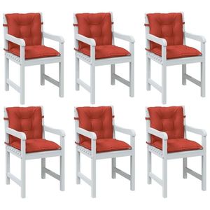vidaXL Perne scaun spătar scund 6 buc. melanj roșu 100x50x7 cm textil imagine