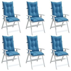 vidaXL Perne scaun spătar înalt 6buc melanj albastru 120x50x7cm textil imagine