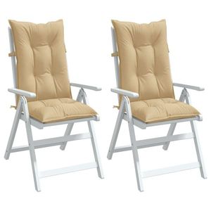 vidaXL Perne scaun cu spătar înalt 2 buc. melanj bej 120x50x7cm textil imagine