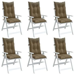 vidaXL Perne scaun cu spătar înalt 6 buc. gri taupe 120x50x7 cm textil imagine