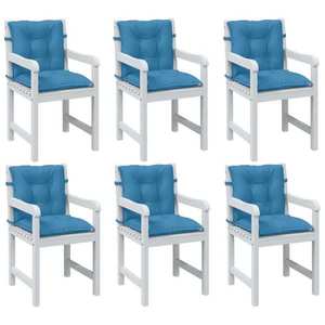 vidaXL Perne scaun spătar mic 6 buc. melanj albastru 100x50x7cm textil imagine