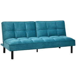 HOMCOM Canapea extensibila cu scaun captusit, canapea cu 3 locuri , canapea cu efect de catifea, verde, Lemn, otel imagine