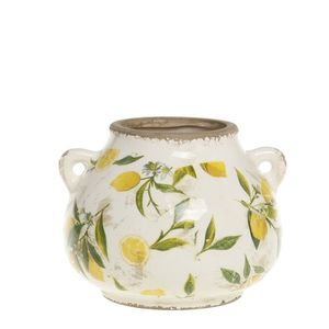 Vaza Fresh Lemons din ceramica alb antichizat 17x14.5 cm imagine