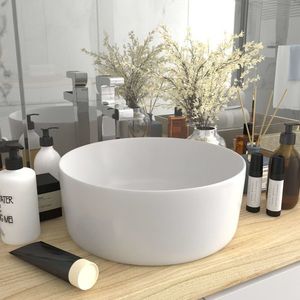vidaXL Chiuvetă de baie lux, alb mat, 40 x 15 cm, ceramică, rotund imagine