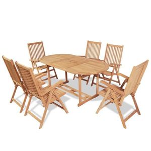 vidaXL Set mobilier exterior cu scaune pliabile 7 piese lemn tec masiv imagine