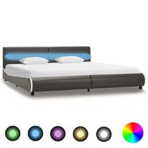 vidaXL Cadru de pat cu LED, antracit, 180 x 200 cm, piele ecologică imagine