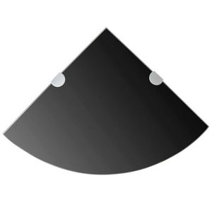 vidaXL Rafturi de colț cu suporturi crom 2 buc. negru 25x25 cm sticlă imagine