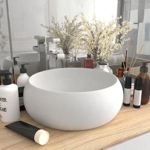 vidaXL Chiuvetă de baie lux alb mat 40x15 cm ceramică rotund imagine