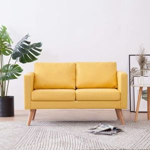 Canapea cu 2 locuri, galben, material textil imagine