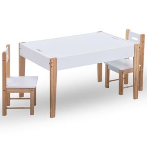 vidaXL Set masă cu scaune pentru copii cu tablă, 3 piese, negru și alb imagine