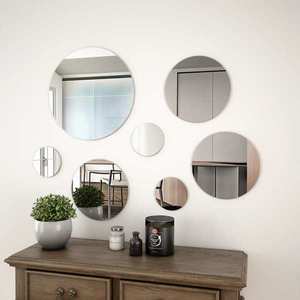 vidaXL Set oglindă de perete, 7 piese, sticlă, rotundă imagine
