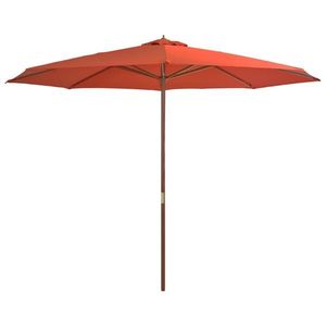 vidaXL Umbrelă de soare de exterior, stâlp lemn, cărămiziu, 350 cm imagine