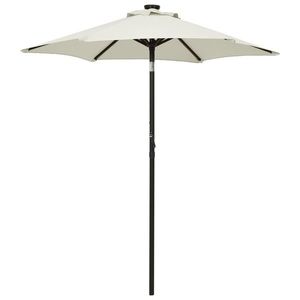 vidaXL Umbrelă de soare cu lumini LED, nisipiu, 200x211 cm, aluminiu imagine