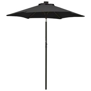 vidaXL Umbrelă de soare cu lumini LED, negru, 200x211 cm, aluminiu imagine