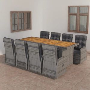 vidaXL Set mobilier de grădină cu perne, 9 piese, gri imagine