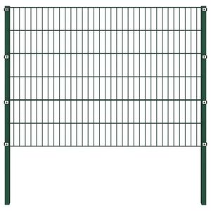 vidaXL Panou de gard cu stâlpi, verde, 1, 7 m, fier imagine