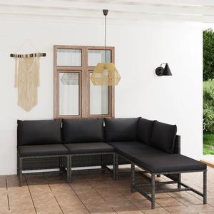 vidaXL Set mobilier de grădină cu perne, 5 piese, gri, poliratan imagine
