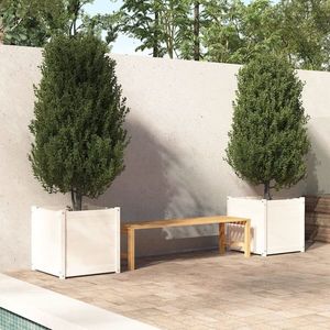 vidaXL Jardiniere de grădină 2 buc. alb 60x60x60 cm lemn masiv pin imagine