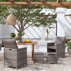 vidaXL Set scaune de grădină și taburet, 4 piese, gri, poliratan imagine