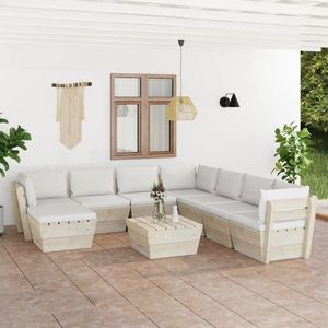 vidaXL Set mobilier grădină din paleți cu perne, 9 piese, lemn molid imagine