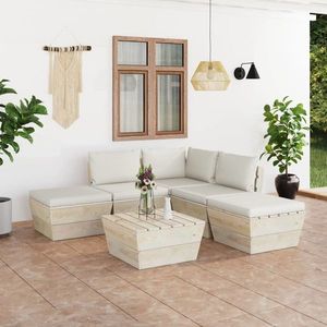 vidaXL Set mobilier grădină din paleți cu perne, 6 piese, lemn molid imagine