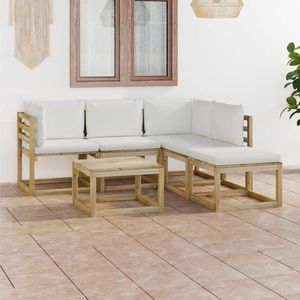 vidaXL Set mobilier de grădină cu perne crem, 6 piese imagine