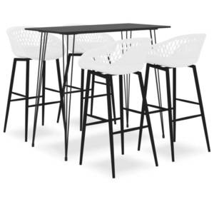vidaXL Set mobilier de bar, 5 piese, negru și alb imagine