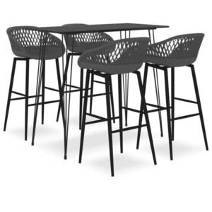 vidaXL Set mobilier de bar, 5 piese, negru și gri imagine