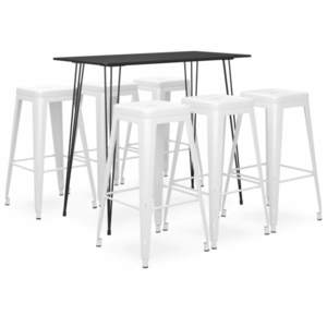 Set masă și scaune de bucătărie, alb, 7 piese imagine