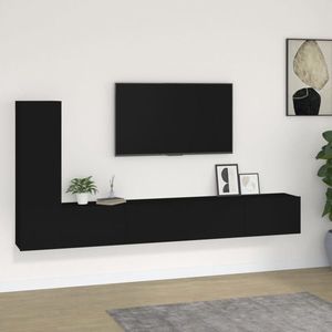 vidaXL Set dulapuri TV, 3 piese, negru, lemn prelucrat imagine