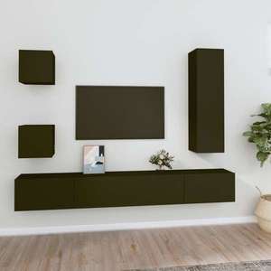 vidaXL Set dulap TV, 5 piese, negru, lemn prelucrat imagine