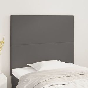 vidaXL Tăblii de pat, 2 buc, gri, 80x5x78/88 cm, piele ecologică imagine