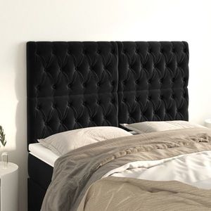 vidaXL Tăblii de pat, 4 buc, negru, 80x7x78/88 cm, catifea imagine