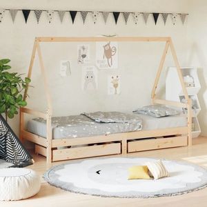 vidaXL Cadru de pat pentru copii cu sertare, 90x190 cm, lemn masiv pin imagine