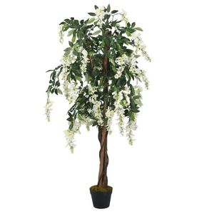 vidaXL Arbore artificial wisteria 1260 frunze 180 cm verde și alb imagine
