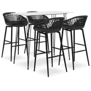 vidaXL Set mobilier de bar, 5 piese, alb și negru imagine