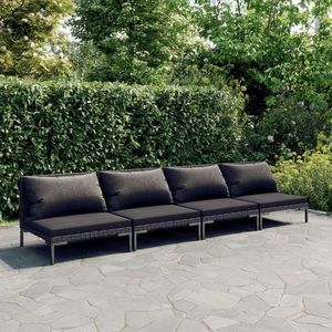 vidaXL Set mobilier de grădină cu perne, 4 piese gri închis, poliratan imagine