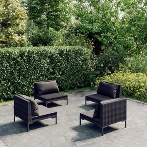vidaXL Set mobilier de grădină cu perne 4 piese gri închis poliratan imagine