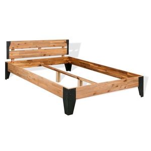 vidaXL Cadru de pat, 152x203 cm, lemn masiv de acacia & oțel imagine