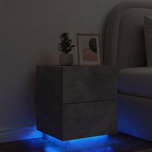 vidaXL Noptieră cu lumini LED, gri beton, lemn prelucrat imagine