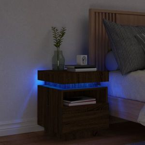 vidaXL Noptieră cu lumini LED, stejar maro, 40x39x48, 5 cm imagine