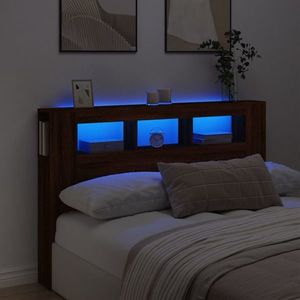 vidaXL Tăblie de pat cu LED, stejar maro, 160x18, 5x103, 5 cm, lemn imagine