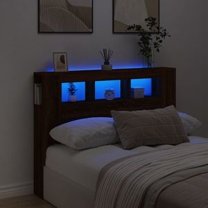 vidaXL Tăblie de pat cu LED, stejar maro, 140x18, 5x103, 5 cm, lemn imagine