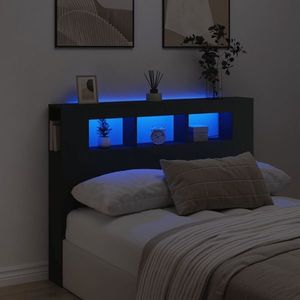 vidaXL Tăblie de pat cu LED, negru, 140x18, 5x103, 5 cm, lemn imagine