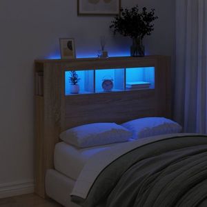vidaXL Tăblie de pat cu LED, stejar sonoma, 120x18, 5x103, 5 cm, lemn imagine