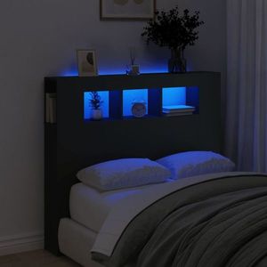 vidaXL Tăblie de pat cu LED, negru, 120x18, 5x103, 5 cm, lemn imagine